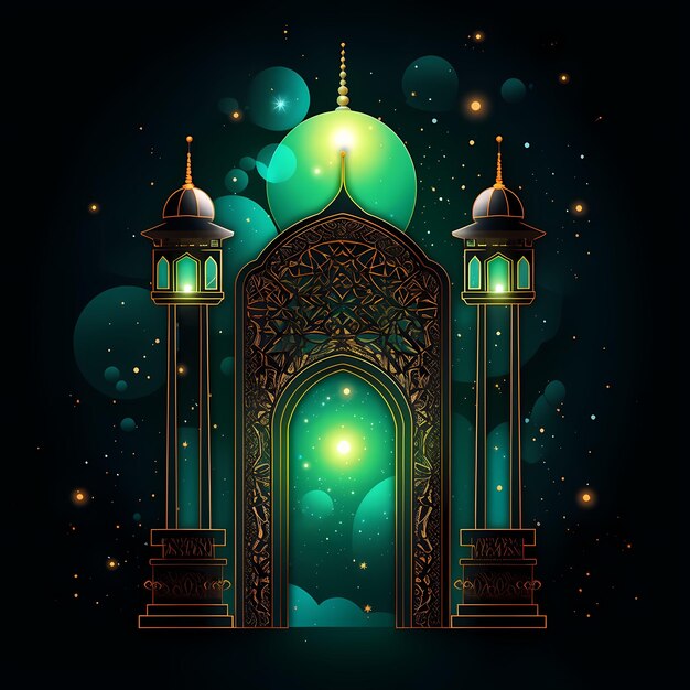 vector de fundo com mesquitas e minaretes para o feriado Mubarak