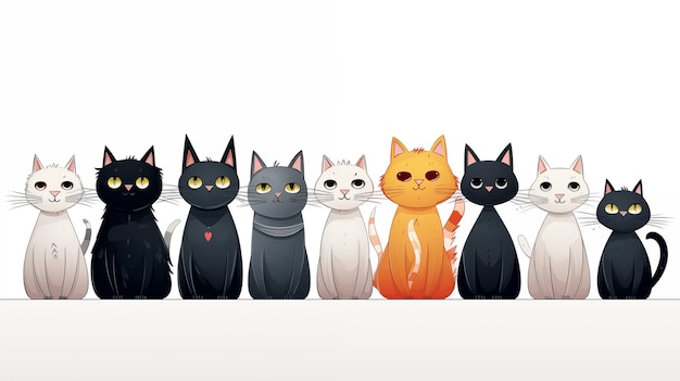 Vector de gato de linha colorida para logotipos, obras de arte e decorações isoladas em fundo branco