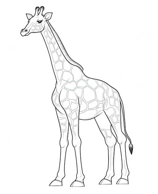 Foto vector de girafa em coloração preto e branco página de coloração de animais