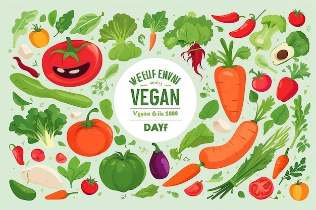 Vector de Ilustração do Dia Mundial Vegano