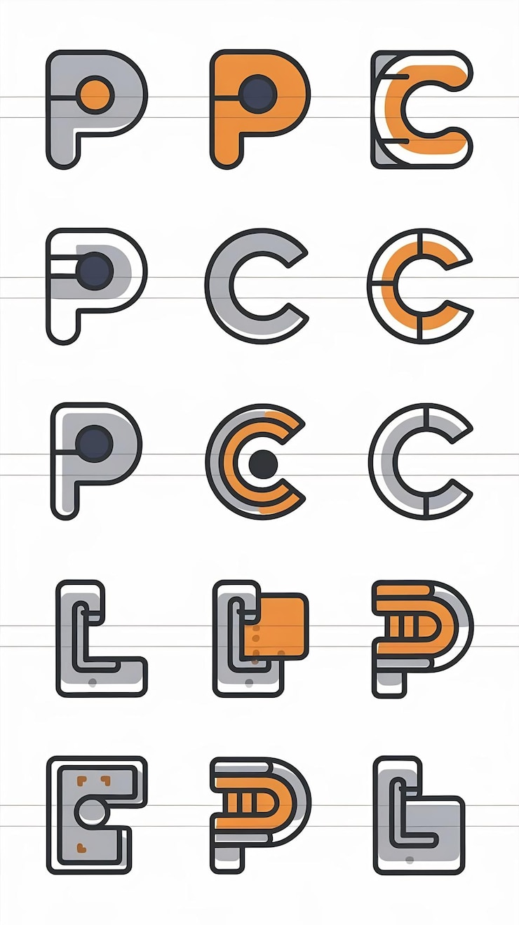 Foto vector de letras p ícone de empresa sinais planos símbolos conjunto de logotipo