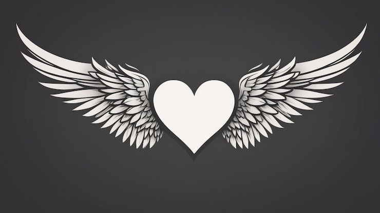 Foto vector de logotipo de amor alado fundo simples
