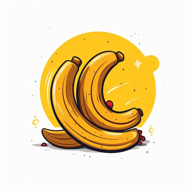 Vector de logotipo de banana de fundo branco de cor plana