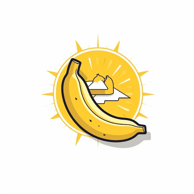 Foto vector de logotipo de banana de fundo branco de cor plana