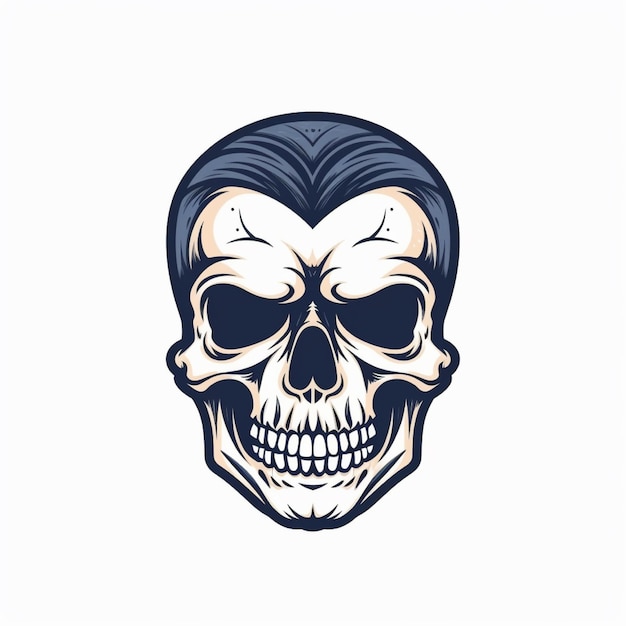 Foto vector de logotipo de crânio de cor plana de fundo branco
