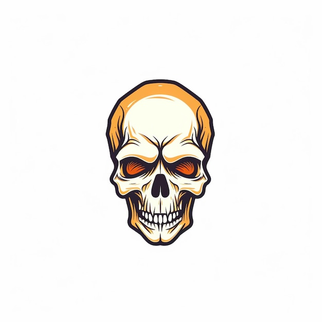 Vector de logotipo de crânio de cor plana de fundo branco
