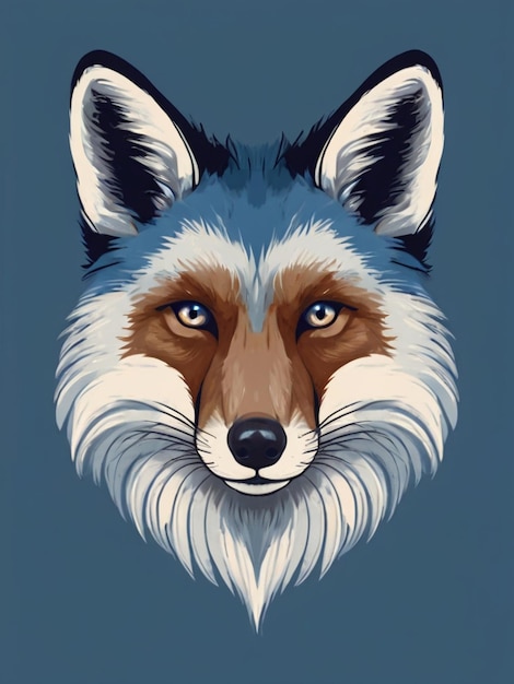 Vector de rosto de raposa azul e branca