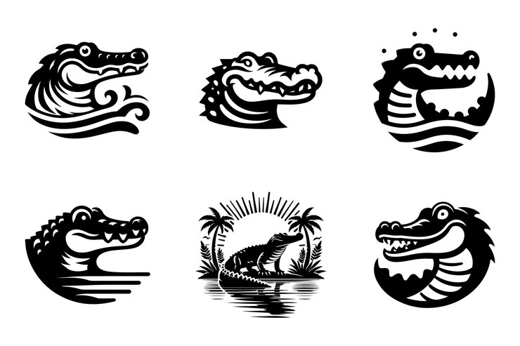 Foto vector de silhueta de crocodilo estilo de arte simples