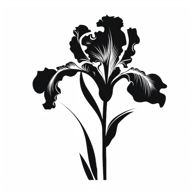 Foto vector de silhueta de íris elegante em preto e branco