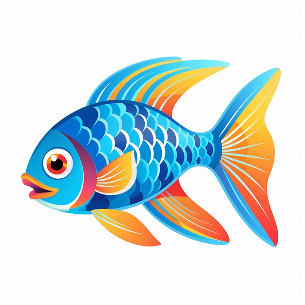 Vector de truta arowana, peixe tropical de cores brilhantes, ilustração de sardinha