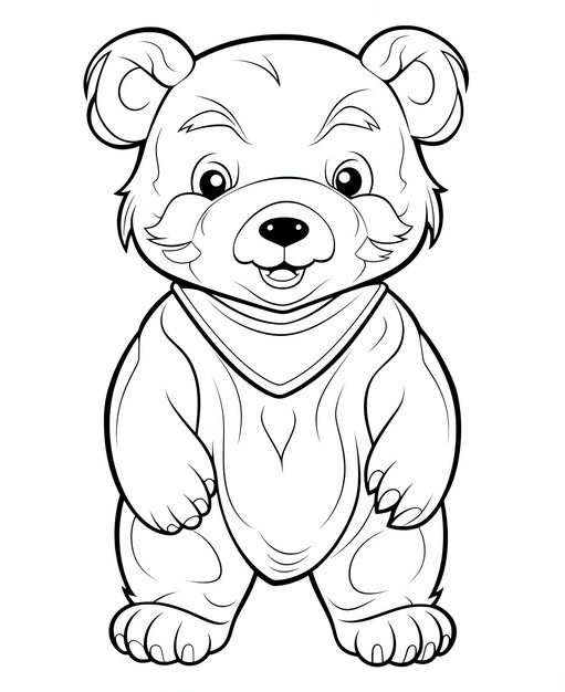 Foto vector de urso em preto e branco coloração página de colorir animal