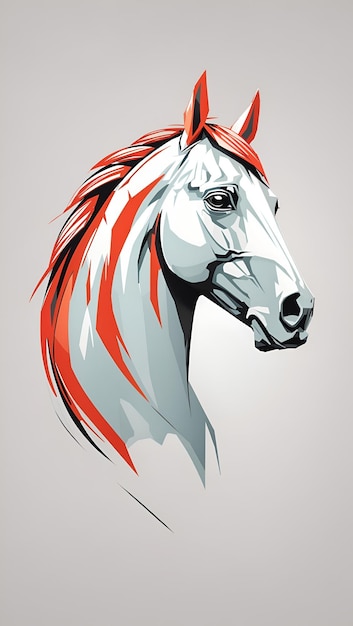 Vector de visão lateral de cabeça de cavalo minimalista em fundo branco