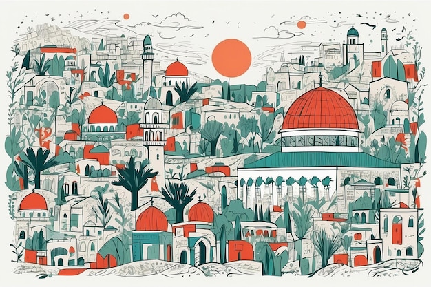 Vector desenhado à mão desenho plano palestina fundo