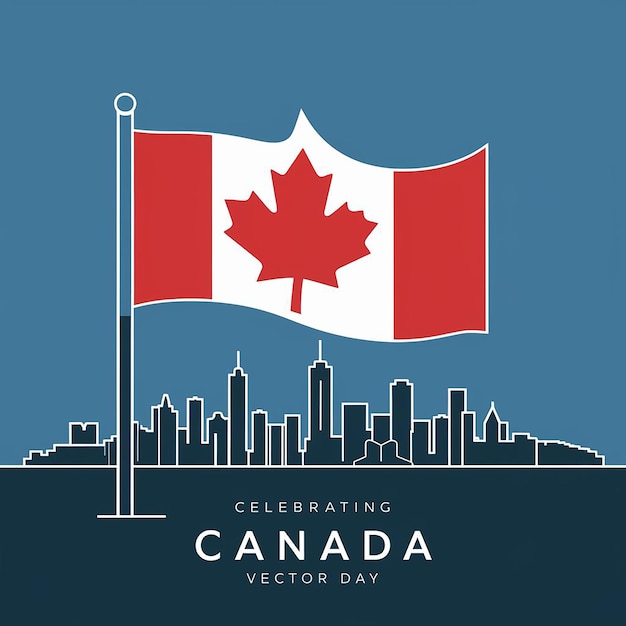 Vector Dia da Independência do Canadá com o horizonte de um lugar famoso no Canadá ao fundo