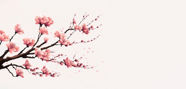Vector dibujado abstracto sakura floreciente sobre un fondo rosa. Flor de cerezo. IA generativa