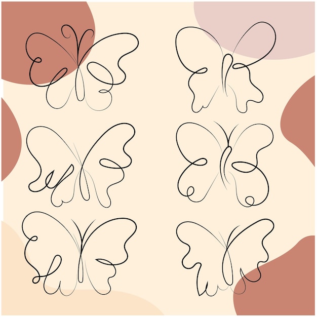 Vector dibujado a mano de mariposa contorno de fondo
