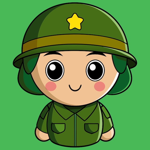 Vector de dibujos animados del ejército chibi