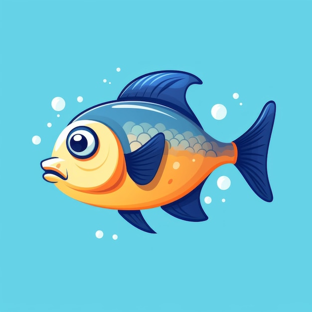 Foto vector de dibujos animados de peces en estilo súper simple