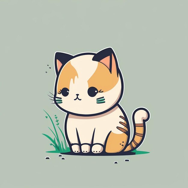 Vector de dibujos animados de personajes de gato kawaii