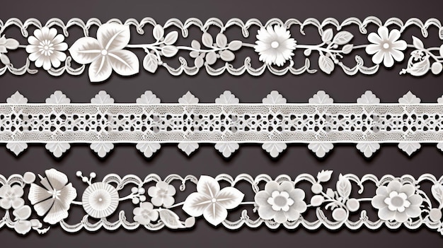 Vector de diseño de bordado de encaje de flores decorativas