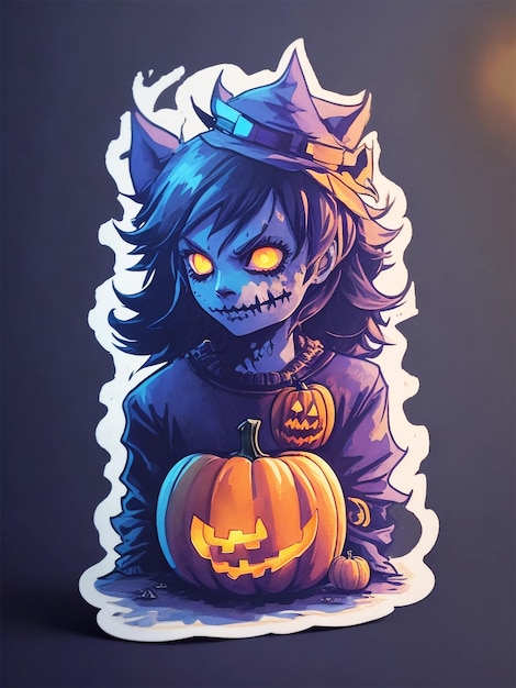 Vector de diseño de camiseta de calabaza de noche de Halloween zombie aterrador