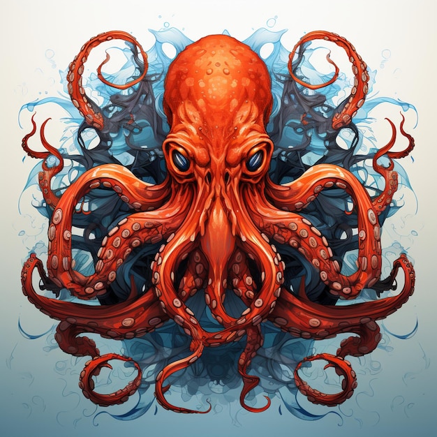 vector de diseño de camiseta de pulpo naranja