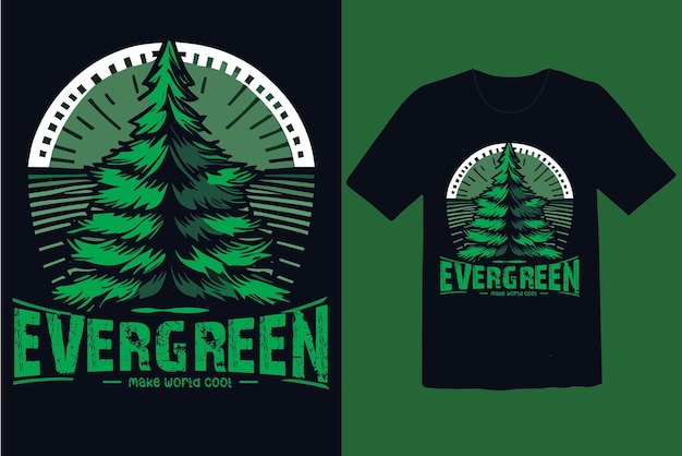 Foto vector de diseño de camisetas siempre verdes del mundo