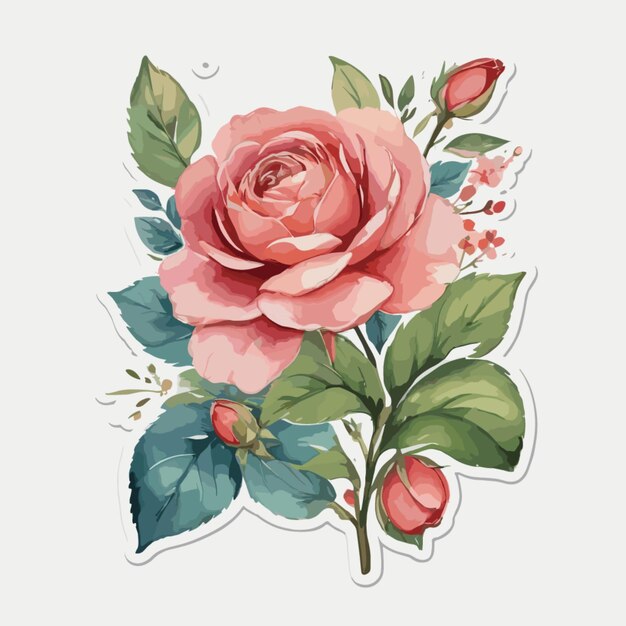 Vector de diseño floral rosa sobre un fondo blanco