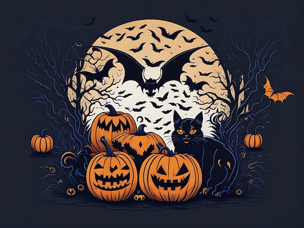 Vector de diseño de la ilustración de la camiseta de calabaza de Halloween