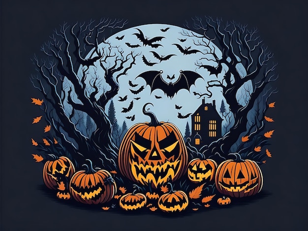 Vector de diseño de la ilustración de la camiseta de calabaza de Halloween