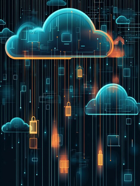 Vector de diseño de protección de datos digitales antecedentes de ilustración de seguridad cibernética concepto de seguridad de red de computación en la nube