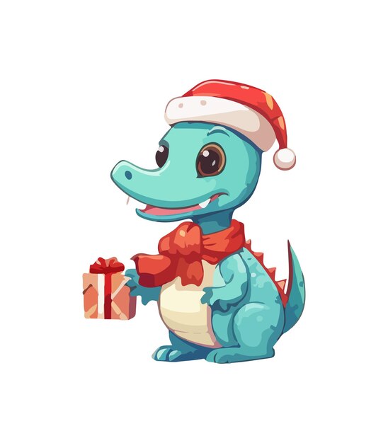 Vector dragón de Navidad lindo Símbolo del Año Nuevo Ilustración de dinosaurio en estilo acuarela aislado sobre fondo blanco