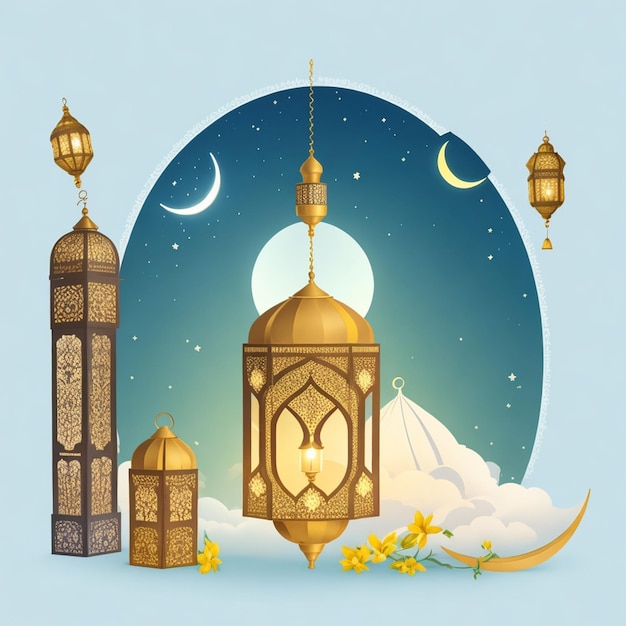 vector eid al adha bakrid festival diseño de tarjeta de linterna y luna islámica