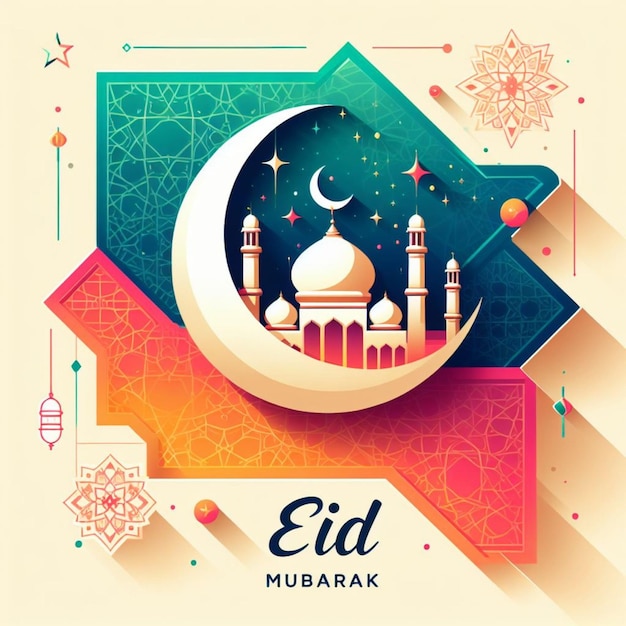 Vector de Eid Mubarak puesto para el día de Eid