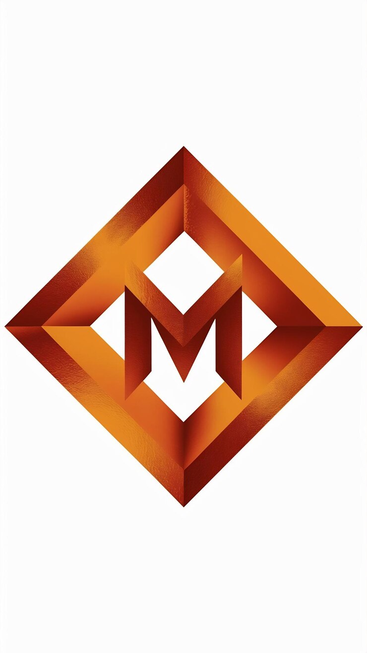 Foto vector de elementos del logotipo de la forma de rombo naranja abstract m icono letra