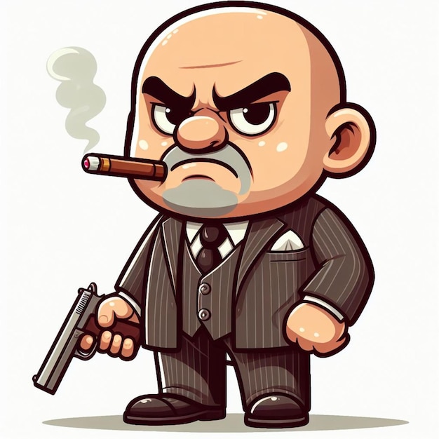 Vector es un personaje de dibujos animados de la mafia calvo y malhumorado.