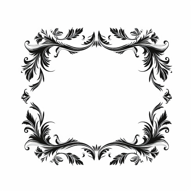 Foto vector de estilo de arte de borde y marco decorativo sobre fondo blanco