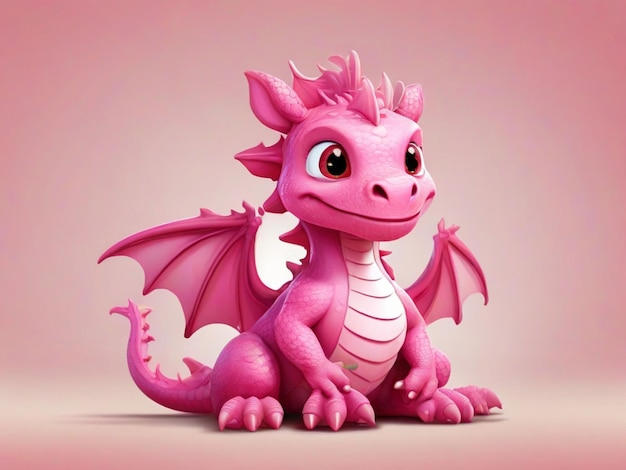 Vector feliz bebé dibujos animados de dragón rosa