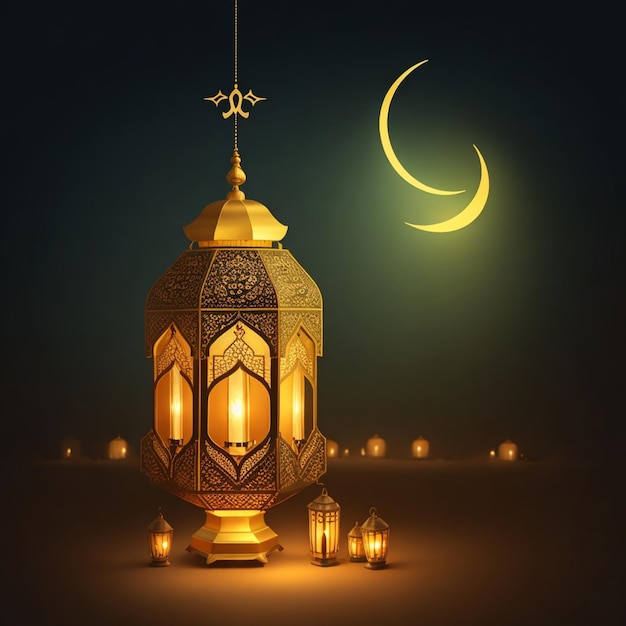 vector feliz fundo muharram com lanternas árabes realistas