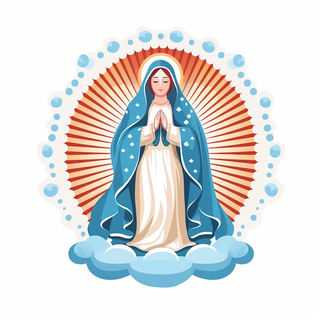 Vector flat design party de la virgen flutuando em fundo branco