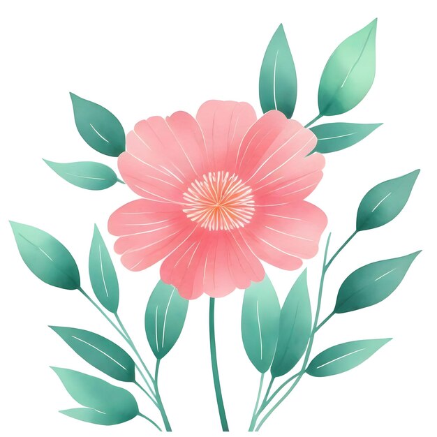 Vector floral rosa de aquarela elegante