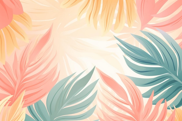 Vector folhas tropicais fundo com manchas de cor pastel