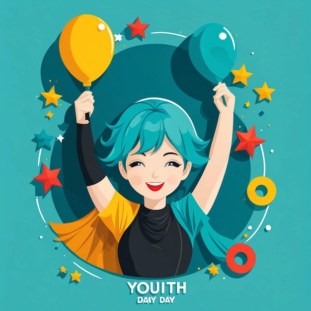 Foto vector de fondo del día de la juventud feliz plano