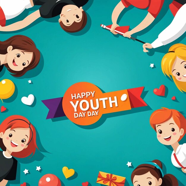 Foto vector de fondo del día de la juventud feliz plano