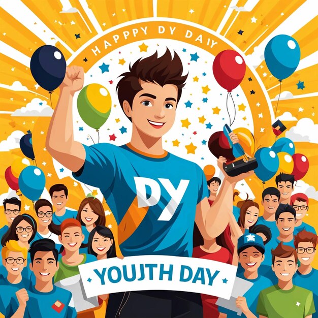 Vector de fondo del día de la juventud feliz plano