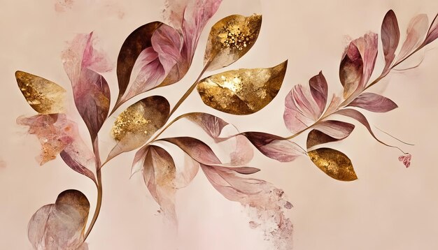 Vector de fondo rosa botánico de arte abstracto