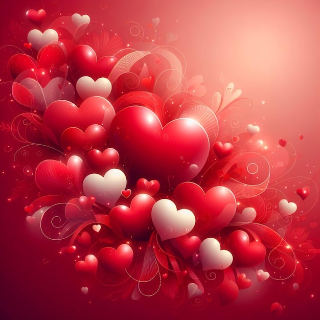 Vector de fondo de Valentín corazones en fondo rojo Vector libre de Valentín