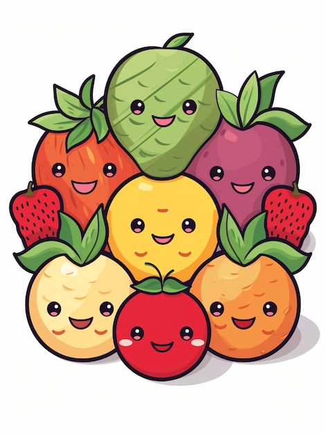 Vector de frutas sonrientes