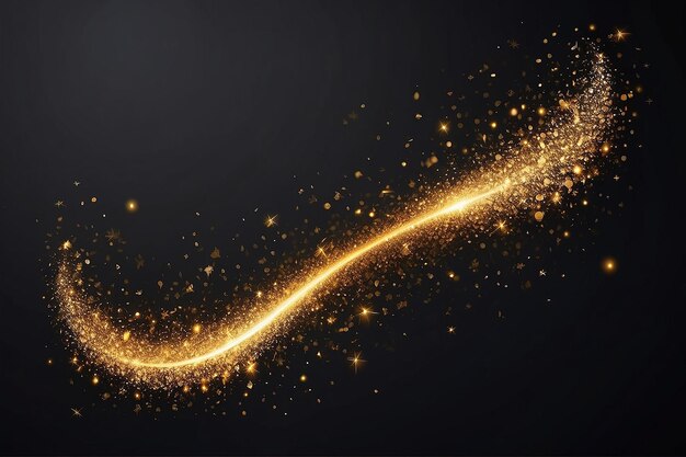 Vector Gold Sparkles efecto mágico de luz brillante en un fondo transparente Polvo de oro