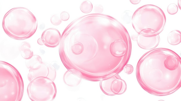 Vector de goma de burbuja transparente rosa sobre fondo blanco Burbujas de aire o agua rosadas